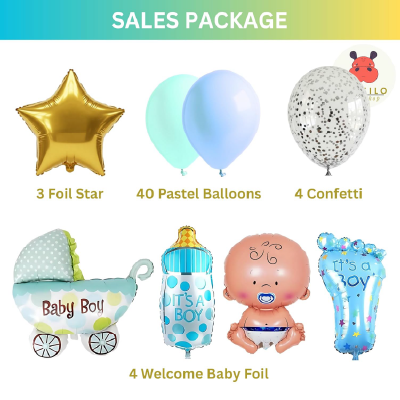 KIDZILO 57 Pcs Welcome Baby Boy Decoration Kit