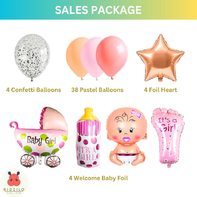 KIDZILO 57 Pcs Welcome Baby Girl Decoration Kit