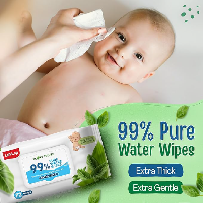 LuvLap Plant Based 99% Pure Water Extra Thick Unscented Baby Wipes