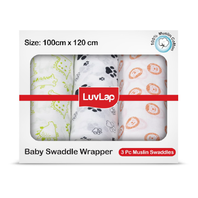LuvLap 100% Cotton Muslin Baby Swaddle Set