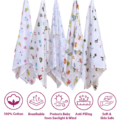 Trance Home Linen Super Soft 100% Cotton Baby Wrapper