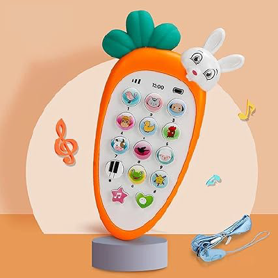 VGRASSP Radish Style Cute Rabbit Face Pretend Play Cell Phone Toy for Kids