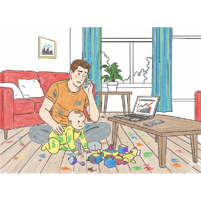 Family Time Coloring Sheet – Work From Home Edition | A4 Activity for Parents & Kids