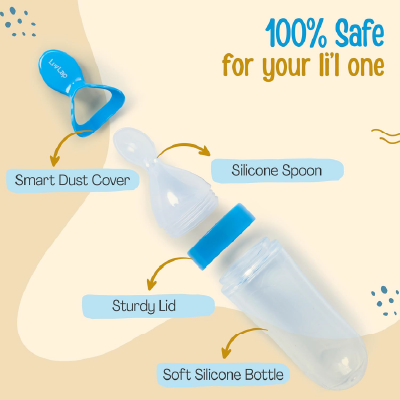 LuvLap Feeding Spoon with Squeezy Food Grade Silicone Feeder Bottle