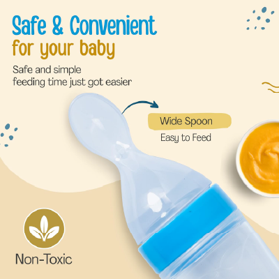 LuvLap Feeding Spoon with Squeezy Food Grade Silicone Feeder Bottle