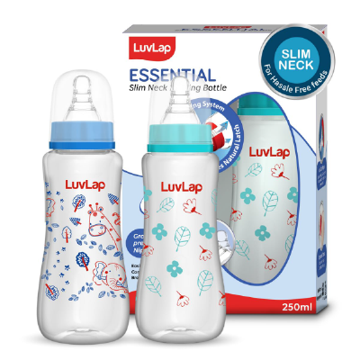 LuvLap Anti-Colic Slim/Regular Neck Essential Baby Plastic Feeding Bottle
