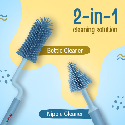 LuvLap 360° Movable Silicone Bristle Baby Feeding Bottle Cleaning Brush