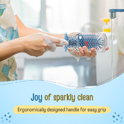 LuvLap 360° Movable Silicone Bristle Baby Feeding Bottle Cleaning Brush