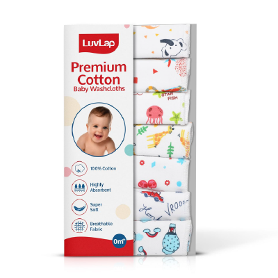 LuvLap Hosiery Cotton Cloth Premium Baby Washcloth for New Born
