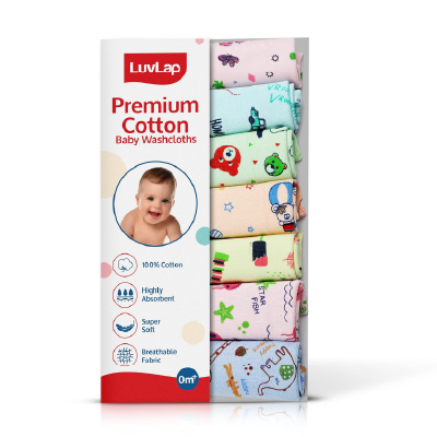 LuvLap Hosiery Cotton Cloth Premium Baby Washcloth for New Born