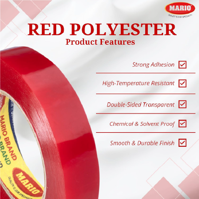 Mario-XPT 130 Double-Sided Red Polyester Tape