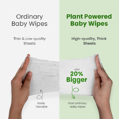 Mother Sparsh Natural Care Baby Wipes I 100% Plant Made Fabric From Forest Land, Fresh + Cleanse (with Cucumber) Plant Powered Wet Wipes For Baby I Cotton Cloth Like Bigger Sheets | 60 Pcs