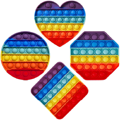 Pop it Toy Set Atcan 4 Pcs Combo Popping Toys for Kids Autism Special Needed Development Soft Silicon Toys Push Pop Sound Stress Relief Sensory Toy for All Ages 4 PCs Combo Rainbow