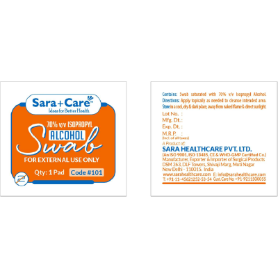 Sara+Care 100 Sterile Alcohol Swabs