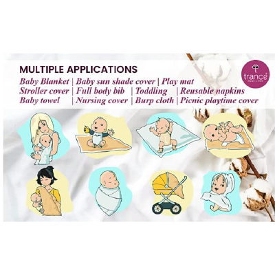 Trance Home Linen Super Soft 100% Cotton Baby Wrapper