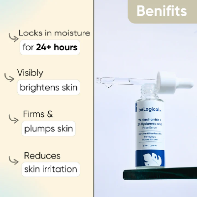 beLogical's 1% Niacinamide + 2% Hyaluronic Acid Face Serum