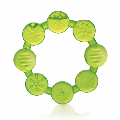 BeeBaby Teethers for 6 to 12 Months BPA Free. Cooling Water Filled Baby Teether, Soft Teething Toy for Babies with Carry Case, Soothes Gums and Easy to Grip. 100% BPA, PVC Free. (Ring - Green, pack of 1)