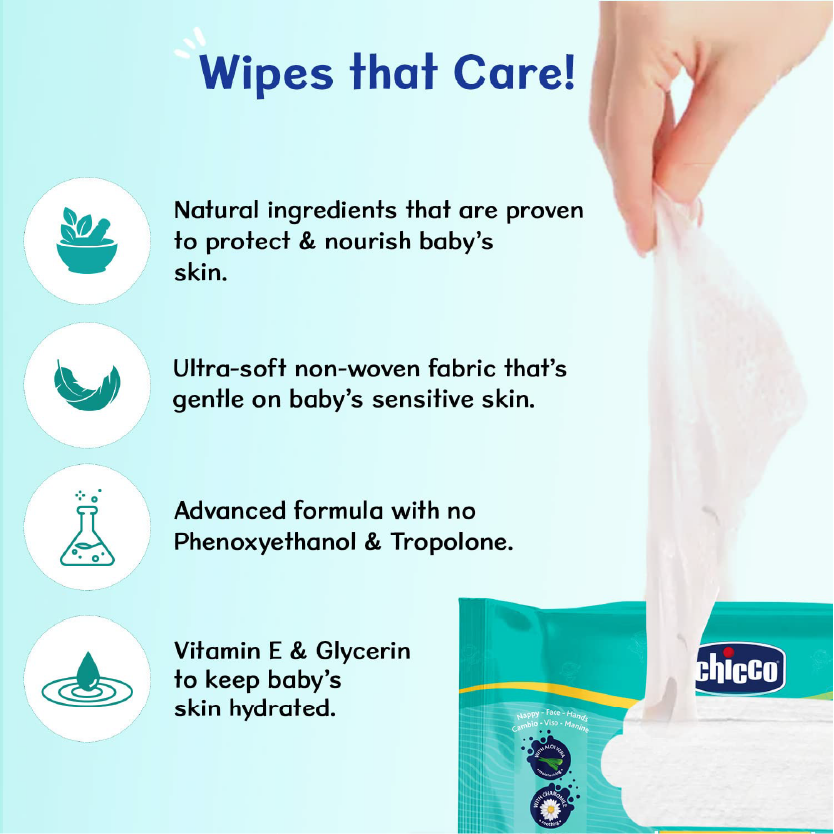 CHICCO Wet Wipes 216PCS(72PCS X 3 Packs)